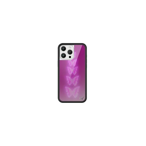 Image of Wildflower Cases - Compatible with iPhone 16 Pro Max | Protective Black Bumper, 6.5ft Drop Test Certified, Women Owned Small Business | Magenta Purple White Dainty Cute Trendy | Neon Butterfly