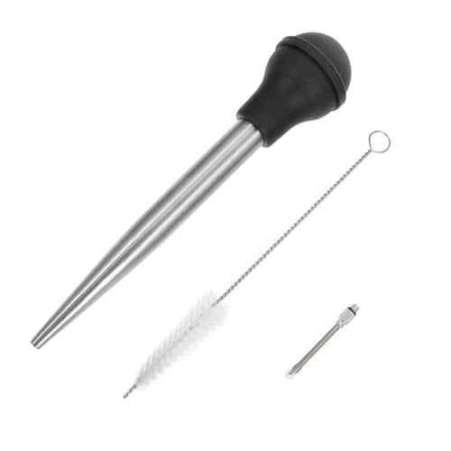 Garneck Herramientas para Bombas De Especias Inyector De Acero Inoxidable para Pavo Carne Inyector para Barbacoa Aguja y Bulbo De Silicona para Salsa Barbacoa