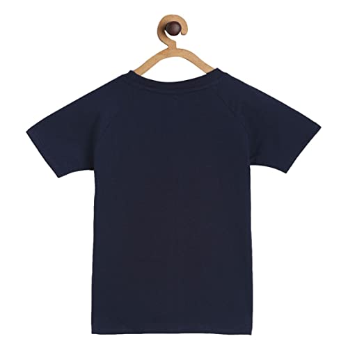 Image of miniklub Boys Round Neck Short Sleeve Knitted Cotton T-Shirt (Blue Color)