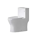 WOODBRIDGEE Modern Elongated One piece Toilet Dual flush 1.0/1.6 GPF,with Soft Closing Seat,1000 Gram MaP Flushing Score Toilet with Chrome Button,White,T0032-F-C