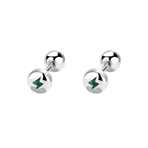 Kokoma 20g CZ Lightning Bolt Stud Earrings for Women 925