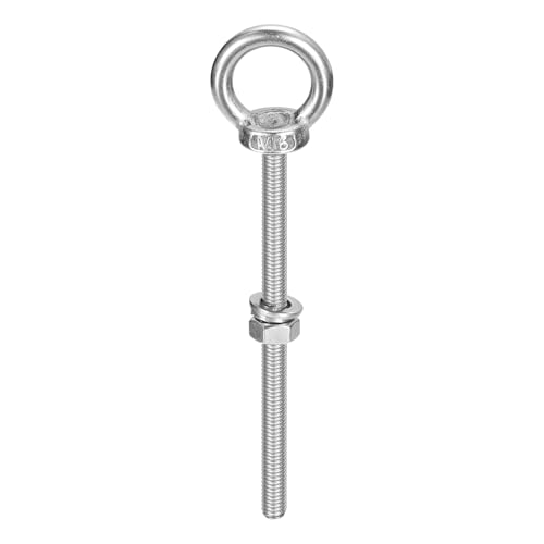 Image of uxcell Lifting Eye Bolt, 1 Set M6 x 90mm Eye Bolt with Nut Washer 304 Stainless Steel Shoulder Lifting Ring Eye Bolt for Hanging Item