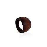 COLORFUL BLING Natural Wood Rings Handmade Retro Geometric Round Statement Rings Vintage Bohemia Wooden African Ethnic Ring Jewelry for Women Girl-A