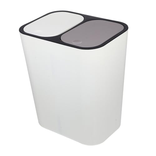Levemolo Poubelle De Cuisine Avec Couvercle 2 Compartiments Séparation Sec Et Humide Pour Cuisine Et Salle De Bain Conteneur De Recyclage Compact Beige