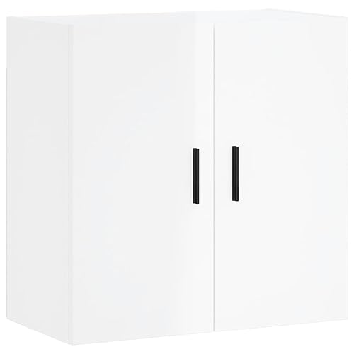 vidaXL Wandschrank, Hängeschrank mit viel Stauraum, Wandmontage Badschrank Medizinschrank, Aufbewahrungsschrank für Wohnzimmer, Hochglanz Weiß Holzwerkstoff
