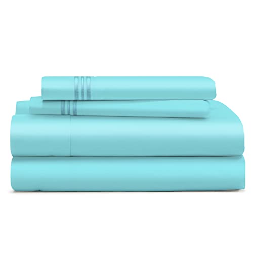 Catálogo de Colecciones de ropa de cama que Puedes Comprar On-line. 41 Cosy House Juego de sábanas de 1500 Coleccion - Ropa de Cama Suave y de Alta Calidad - Fácil de Lavar y sin Arrugas - 4 Piezas - Tamaño California King - Azul Pastel