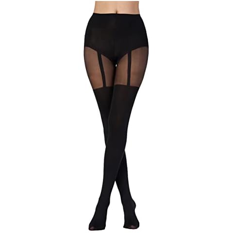 Pretty Polly Women's Black Suspender Tights Cover