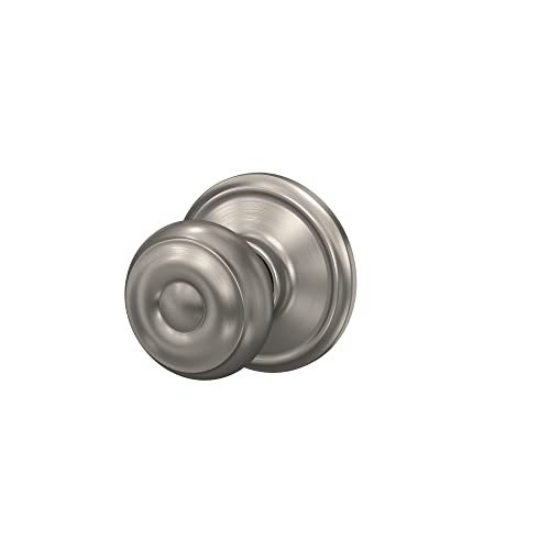 Image of SCHLAGE F10 GEO 619 Georgian Door Knob, Hall & Closet Passage Lock, Satin Nickel (Pack of 4)