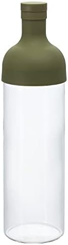 Hario FIB-75-OG 750 ml 1-Piece Glass Filter-In Tea or Water Bottle, Olive Green