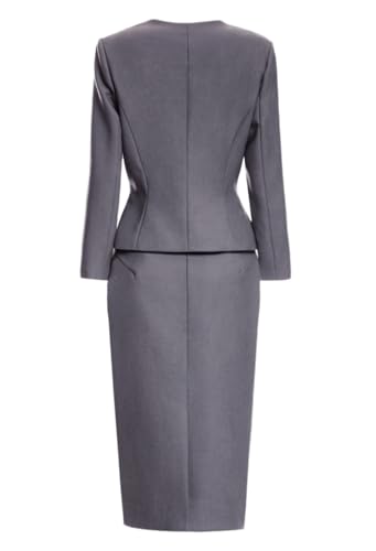 Suits for Women Business 2 Pieces Long Sleeve Office Formal One Button Lady Blazer Skirt Suit Set Outfits4