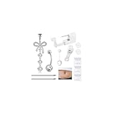 DJCIW 12PCS Belly Button Piercing Kit,316L Stainless Steel 13G Piercing Gun Piercing Needles Navel Piercing Gun Kit with 14G Silvery White CZ Butterfly Belly Button Ring for Women 10mm 12mm 14mm