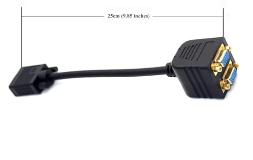 Image of ETZIN VGA Splitter Cable 1 Male to 2 Female Adapter Monitor Y Splitter Cable 25cm Black Can't Connect Two at The Same time TD-1303CC