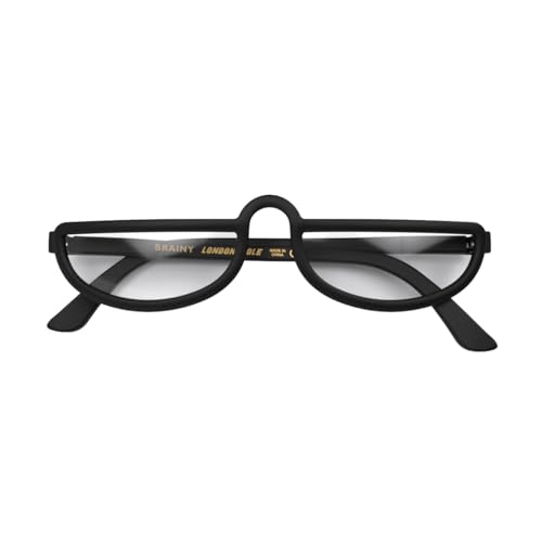LONDON MOLE Eyewear | Brainy Reading Glasses | Half Moon Glasses | Cool Readers | Men's Women's Unisex | Full Rim Glasses | Spring Hinges | Matt Black | magnification +2.5