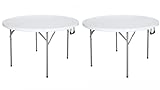Pack 2 48 inch. White Bifold Round Table Outdoor Table Plastic Folding Tables 4 Foot Plastic Circle Table Round Folding Table Outdoor Furniture Card Table Mesas Redondas De Plastico Para Fiestas