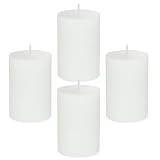4 Packs Unscented 2x3 Inch White Pillar Candles, Small Dripless Cylinder Wax Candles for Home Wedding Party Table Holiday Spa Decor - 24 Hours Burn Time