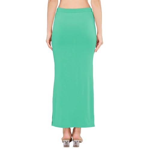 Image of DESI GIRL Satin Shimmer Stretchable Saree Shapewear Petticoat with Drawstring for Women | Mermaid fit Saree Petticoat with Side Slit for Easy Movement | Saree Shaper | Long inskirt