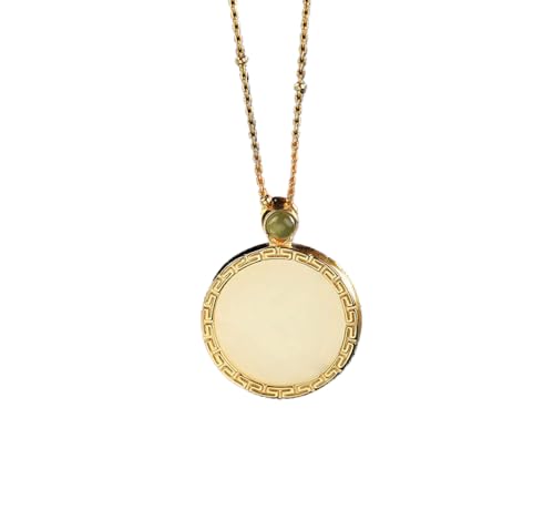 Collier en argent 925 et jaspe doré rond au style rétro chic unique