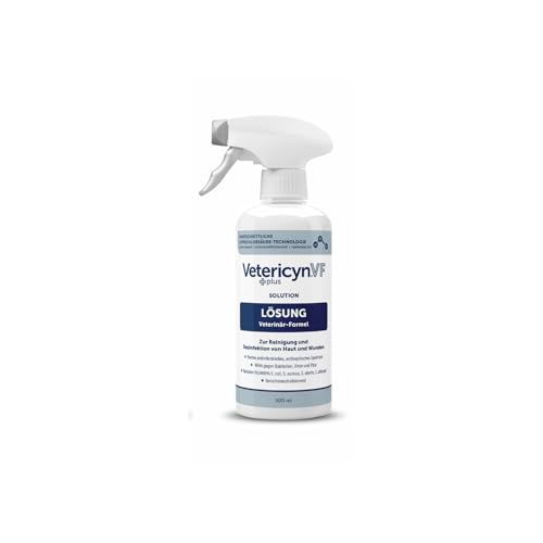 ecuphar Vetericyn VF +Plus Lösung | 500 ml | Reinigungs- und Desinfektionsmittel für alle Tiere | Zur Reinigung und Desinfektion von Wunden und stark beanspruchten Hautpartien