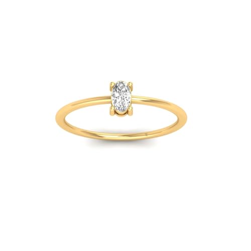 1.0CT Moissanite Bezel Setting Oval Lab Created Diamond Solitaire Promise Rings in 14K Yellow Gold Plated Sterling Silver