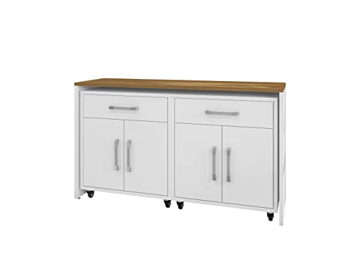 Image of Manhattan Comfort Eiffel Garage Work Station Cabinet Organizers and Storage, Set of 3, White
