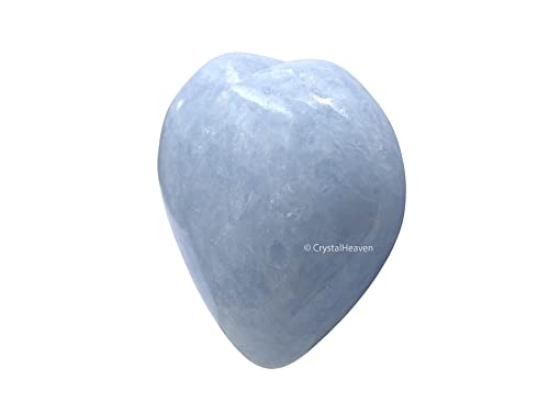 Image of Crystal Heaven Certified Blue Calcite Crystal Heart Palm Pebbles Stones For Anxiety Stress Relief Massage - Aaa Grade Original Healing Gemstone Agate Heart Palm Stone For Yoga Meditation Spiritual