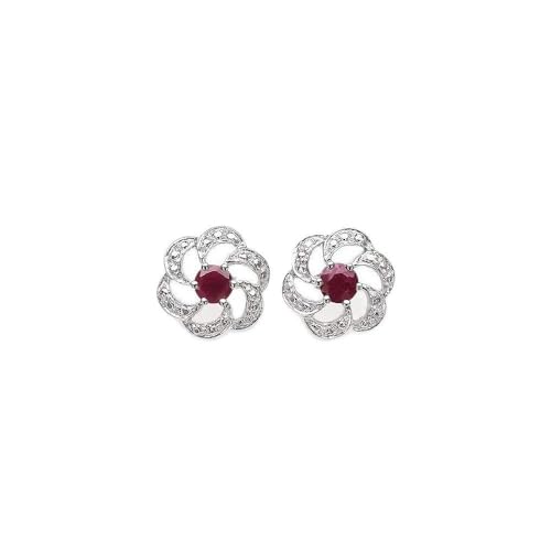 Boucles Samara rubis argent massif 925 rhodié BORB180 femme