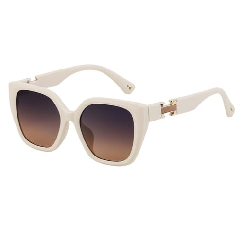 Lunettes de soleil oeil de chat tendance monture blanche et design géométrique unique