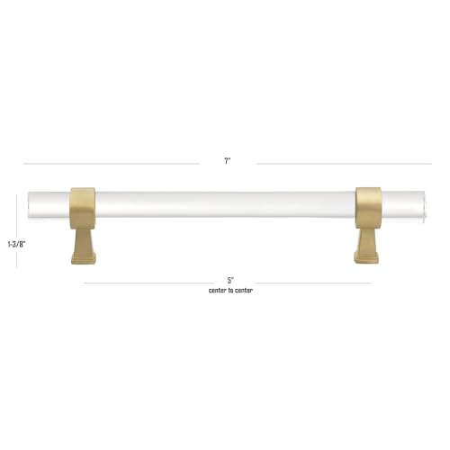 Tiradores de acrílico premium GlideRite: diseño transparente y oro satinado de 5" 5