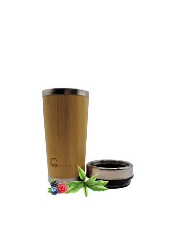 Greenlively Organic Bamboo Stainless Steel Bottle Detachable Tea Filter Eco Friendly-Vegan-Organic-Leak Proof-Non Slip Lid- Travel Thermos-Insulated Thermos-Bpa Free And Phalate Free-15.2 Oz #TOP1
