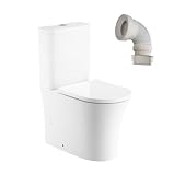BAIKAL Pack Inodoro PMR + Manguito Extensible 150‑470mm. Inodoro Adaptado. WC Movilidad Reducida. Asiento a Mayor Altura que Facilita Sentarse y Levantarse. Cómodo y Seguro para Personas Mayores