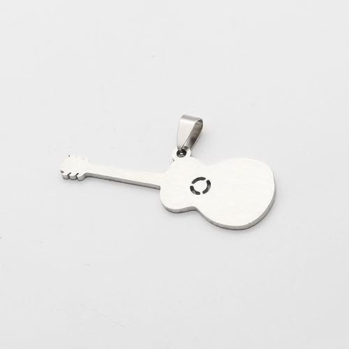Punk Rock Stainless Steel Music Guitar Pendant Necklace3