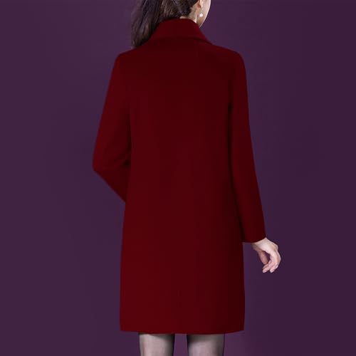 Aprsfn Women's Winter Wool Coats Long Sleeve One Buttoned Pea Coats Notched Lapel Jackets Mid-Length Windproof Overcoat4