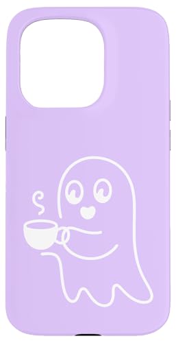 Aesthetic One Line Art Ghost and Coffee - ���C���b�N �X�}�z�P�[�X iPhone 15 Pro �p