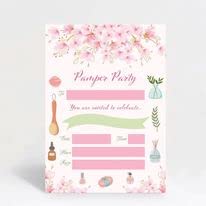 Hip Hip Hooray Pamper Themed Birthday Party Invitations Invites Pack of 10 with Envelopes, pink & white, 5x7 inch