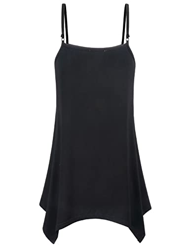 Miusey Womens Handkerchief Hem Sleeveless Flowy Tunic Tops Summer Casual Adjustable Spaghetti Strap Camisoles Long Tank Tops2
