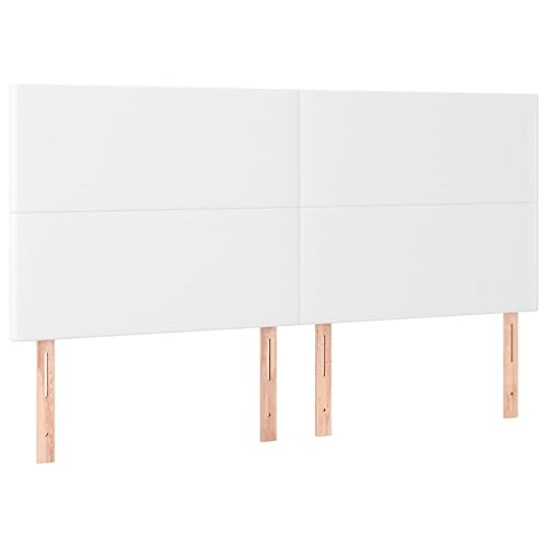 vidaXL Tête de Lit à LED Meuble de Chambre à Coucher Accessoire de Lit Double Tête de Cadre de Lit Intérieur Blanc 180x5x118/128 cm Similicuir