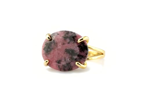 Bague en rhodonite naturelle rose, le bijou en or idéal pour vos soirées