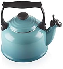 Le Creuset Traditional Stove-Top Kettle with Whistle, Suitable for All Hob Types Including Induction, Enamelled Steel, Capacity: 2.1 L, Black, 92000800140000