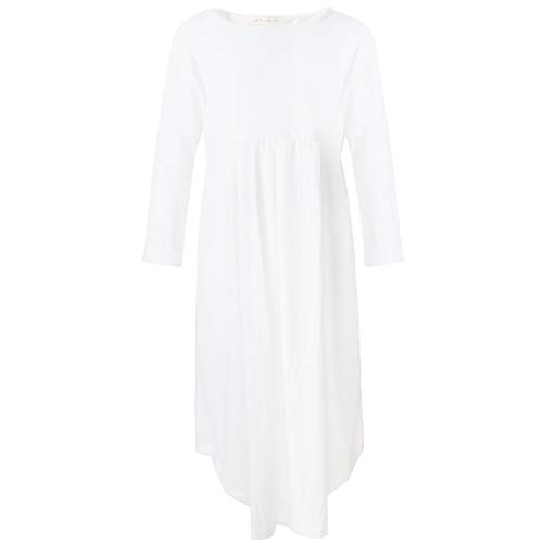 Miss Bei Girls Long Sleeve Floral Pleated Swing Casual Maxi Dress Pocket 4-16Y Casual Midi Dress White 120CM