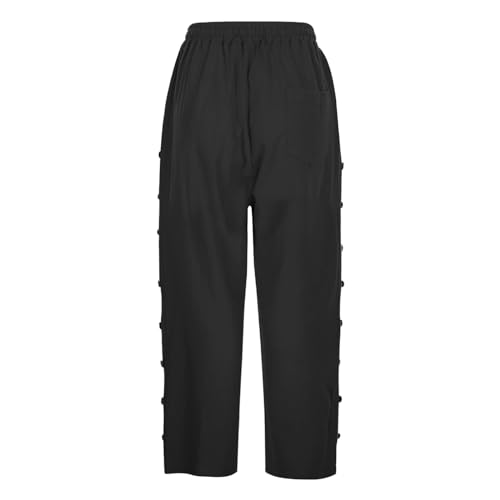 Linen Capri Pants for Women Wide Leg Loose Drawstring Elastic Waist Lounge Cropped Trousers Summer Beach 2025 Outfits4