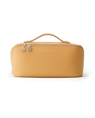Image of EACHY Travel Makeup Bag, Large Capacity Cosmetic Bag for Women, Waterproof PU Leather, Flat Open Portable Toiletry Bag for Skincare, Brushes & Travel Essentials