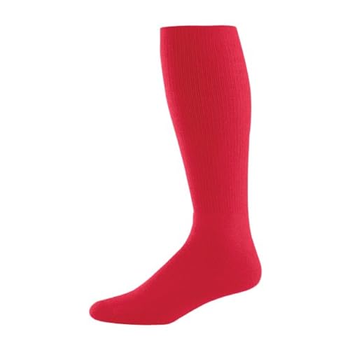 High Five Versatile Performance Knee-High Athletic Socks for Soccer, Football, and Softball, Scarlet, Small