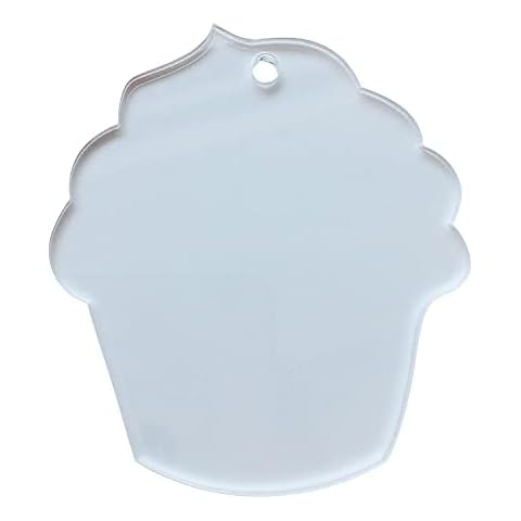 NUO RUI 10pcs Acrylic Blank Cupcake Keychain Clear, Plexiglass Laser Cut Blank Keychain DIY Accessory 1/8" Thickness Cover