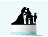 Anniversary Wedding Cake Topper Silhouette Groom and Bride Disability, Wheelchair Acrylic Cake Topper, Kid Cake Topper.