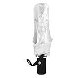 Flylin Clear Umbrella-Automatic Open Foldable, Transparent Portable Collapsible Umbrella for Rain/Wind/Snow, Windproof Travel Umbrella for Wedding/Travel/Dating