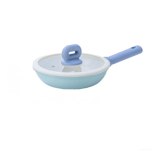 CYRENT Wrought Iron Frying Pan Nonstick Flat Bottom Frying Stir Fry Pan Blue White Multiple Sizes for Home Kitchen Cooking Coating Easy Clean(A+ cover)