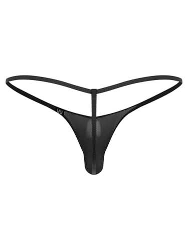 Vxuxlje Men's See Through Bulge Pouch T-Back G-String Mesh Sheer Low Rise Micro Thongs Tangas2