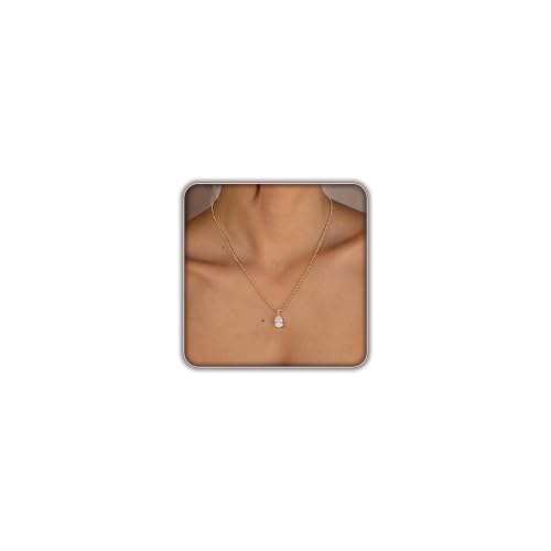 SWRNR Gold Necklace for Women, Dainty 14K Gold Plated Pendant Necklaces for Women Trendy Simple Choker Chain Cubic Zirconia Circle/Interlocking/Sun/Pearl Necklace Fashion Jewelry Charm Gifts by SWRNR - Used condition - US$10.92