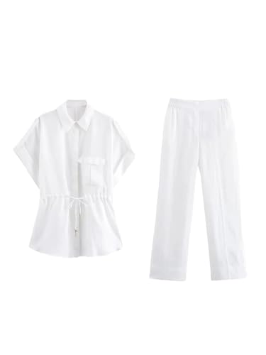Chemise manches courtes et pantalon ample chic pour vos terrasses d'été et journées décontractées