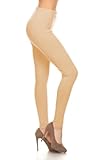 Leggings Depot Women's High Waisted Cotton Leggings - 28" Full Length - Soft Breathable 1" Waistband Everyday Pants, Khaki, Small